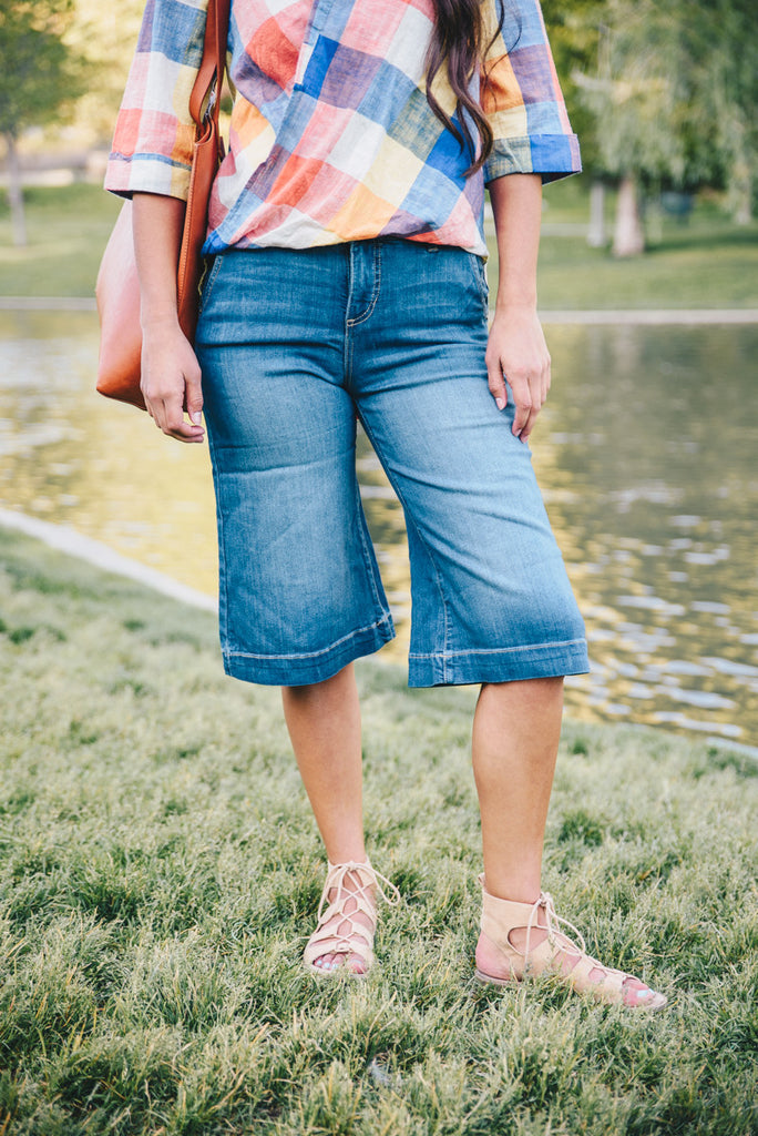 Women's Loose Fit Culottes/women denim jeans