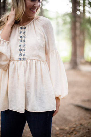 Addison Tie Top - Oatmeal