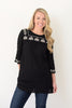 Embroidered Boho Blouse - Black