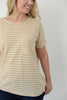 Basic Striped Pocket Tee - Taupe