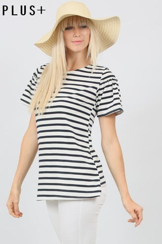 Stripe T-shirt Dress - Burgundy